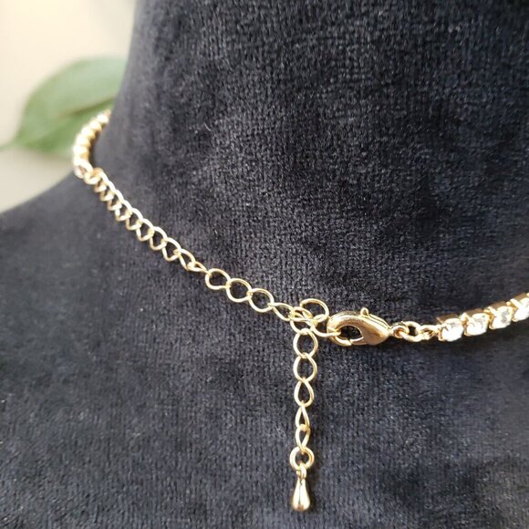 Womens Fashion Rhinestone Chain Long Tassel Choker Necklace with Lobster Clasp - Picture 5 of 5